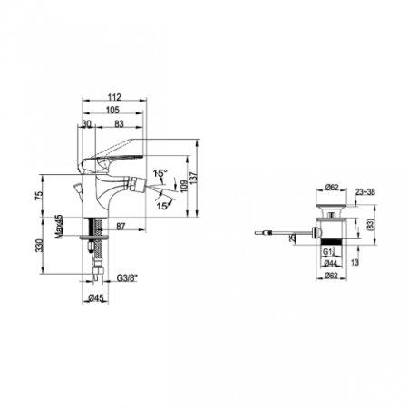 Смеситель для биде Villeroy&Boch O'novo Start TVB10520111061
