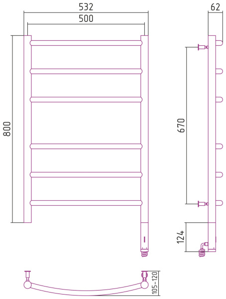 Полотенцесушитель электрический Сунержа Галант 2.0 (80х50) 31-5401-8050 правый Полотенцесушитель электрический Сунержа Галант 2.0 (80х50) 31-5401-8050 правый