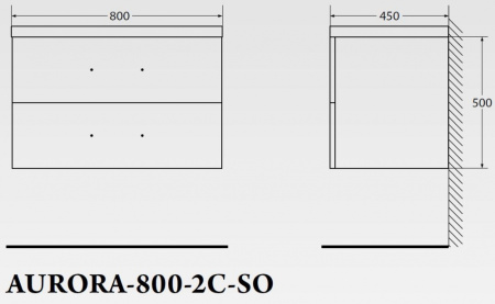 База под раковину подвесная BelBagno AURORA-800-2C-SO-RNN Rovere Nebrasca Nature