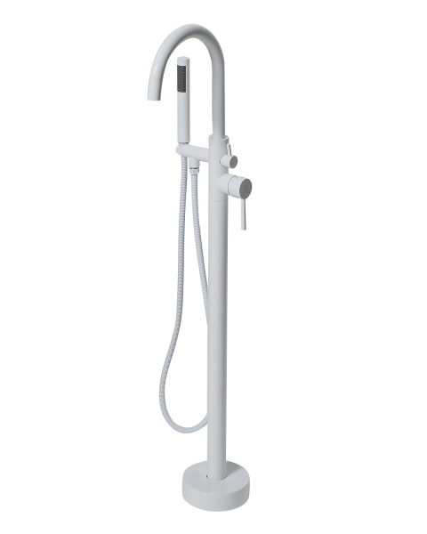 Смеситель для ванны однорычажный напольный с душевым набором Orange Steel M99-336w белый