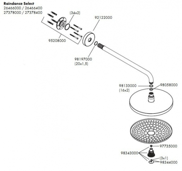 Крепежный элемент для муляжа верхнего душа Hansgrohe 95208000