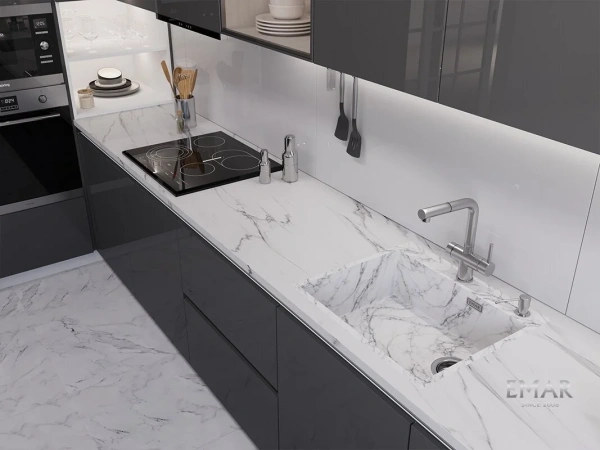 Кухонная мойка (56х50) EMAR EMB-560(TOP) White Elegant