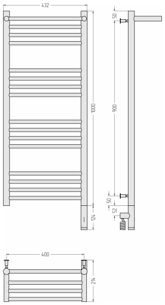 Полотенцесушитель электрический (100х40) Сунержа Богема 3.0 032-5807-1040 правый