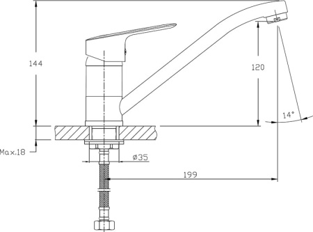 Смеситель для кухонной мойки RUSH Crete CR3535-26