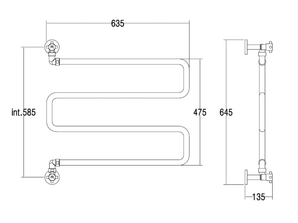 Полотенцесушитель водяной Margaroli Vento 400SPNO матовый черный