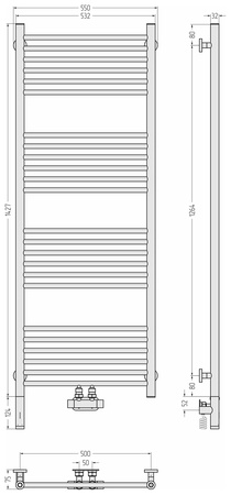 Полотенцесушитель Сунержа Богема EU50+ 3.0 прямая (1500х500) 00-0720-1550