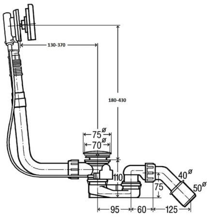 Слив-перелив-налив для нестандартных ванн Viega Multiplex MT9 733605