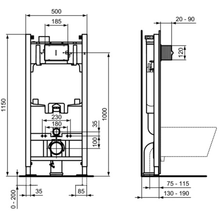 Комплект инсталляция + унитаз Ideal Standard i.life A Rimless RI471602