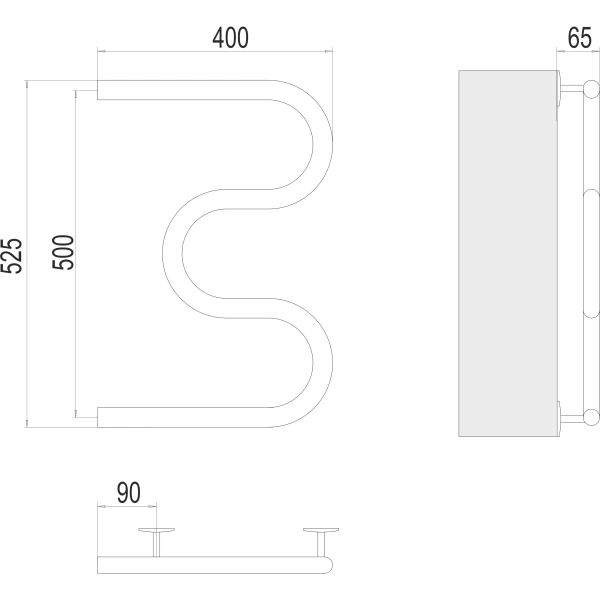 Полотенцесушитель электрический Terminus Электро 25 М-обр (400х500) 4620768883903