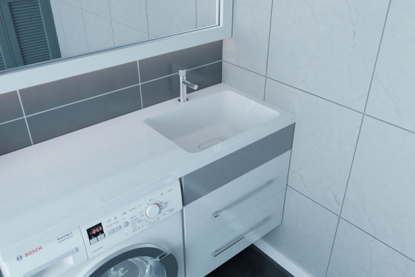 Раковина над стиральной машиной (120х48) Brevita Kamilla 4627173210010 правая