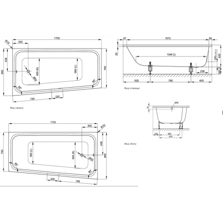 Ванна стальная (170х90) Bette Comodo 1141-000 с шумоизоляцией правая