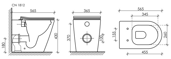 Напольный приставной унитаз Ceramica Nova Highlight Rimless CN1812