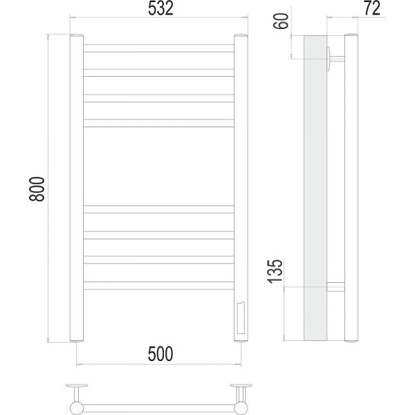 Полотенцесушитель электрический (50х80) П8 Terminus Аврора 4670078563330 графит