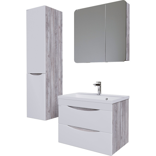 Тумба подвесная Grossman ТАЛИС-80 см 108014 бетон пайн/белый глянец