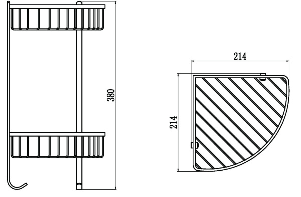 Полка решетка угловая двойная Savol S-002554