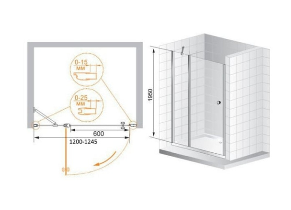 Душевая дверь в нишу Cezares TRIUMPH-B-2-120-P-Cr