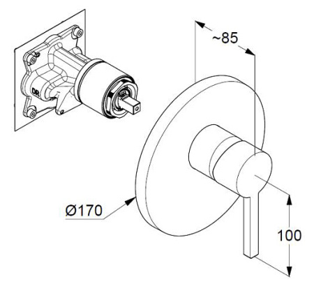 Встраиваемый смеситель для душа Kludi Nova Fonte 206555315