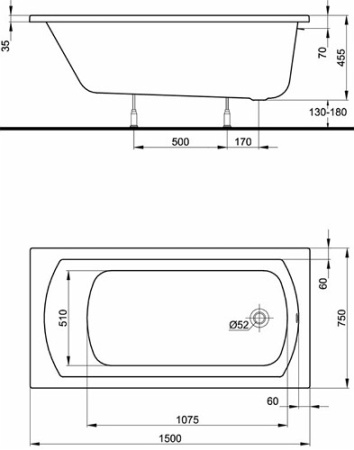 Ванна прямоугольная Kolo Perfekt XWP1050000