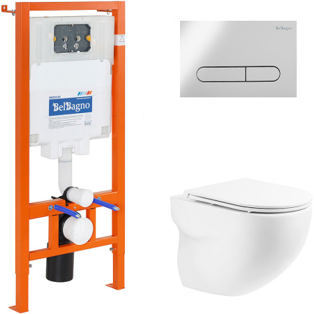 Комплект унитаза с инсталляцией BelBagno BB066CHR/BB870SC/BB002-80/BB005-PR-CHROME