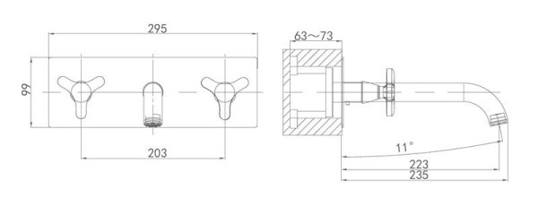 Смеситель для раковины встраиваемый D&K Hessen Goethe (DA1384441)