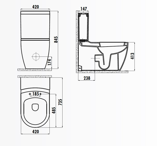 Унитаз напольный с функцией биде Creavit Grande GR360-00CB00E-0000