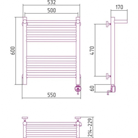 Полотенцесушитель электрический с полкой Сунержа Богема 00-0507-6050