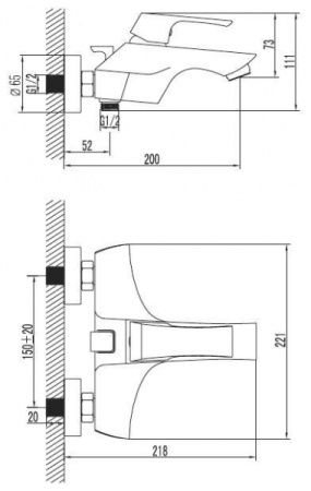 Смеситель для ванны Lemark Unit (LM4502C)
