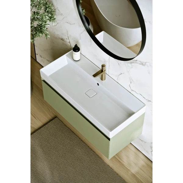 Тумба без раковины 100 см Aqwella Geometria GE01101SH шалфей зеленый матовый