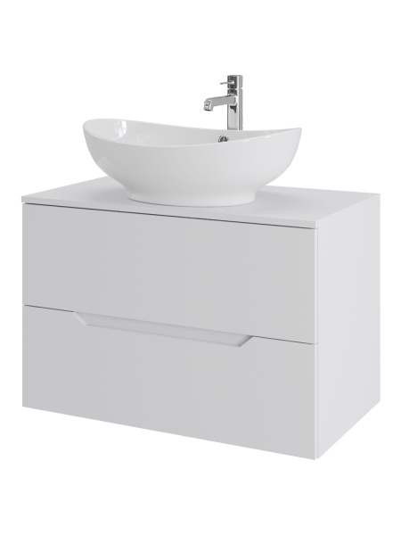 Тумба с раковиной подвесная 80 см, Orange Line Li-80TuwMDF+B08-585W белый