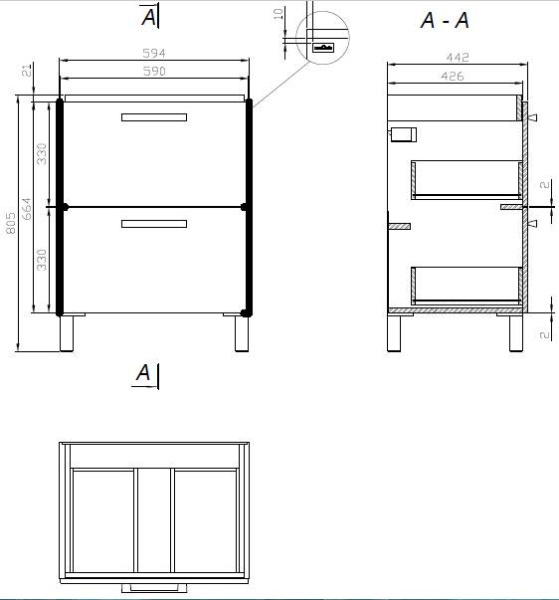 Тумба под раковину Cersanit MELAR 60 64128