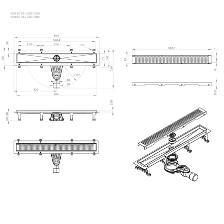 Душевой лоток 60 см Am.Pm MasterFlow W01SC-P11-060-01BM черный матовый