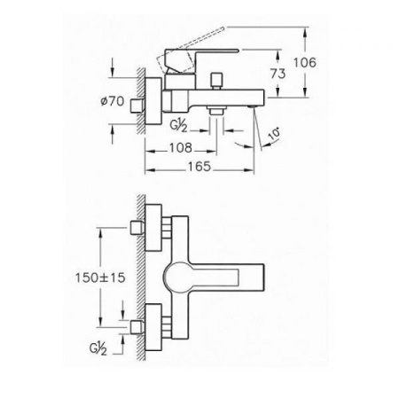 Смеситель для ванны Vitra Flo S A41937EXP