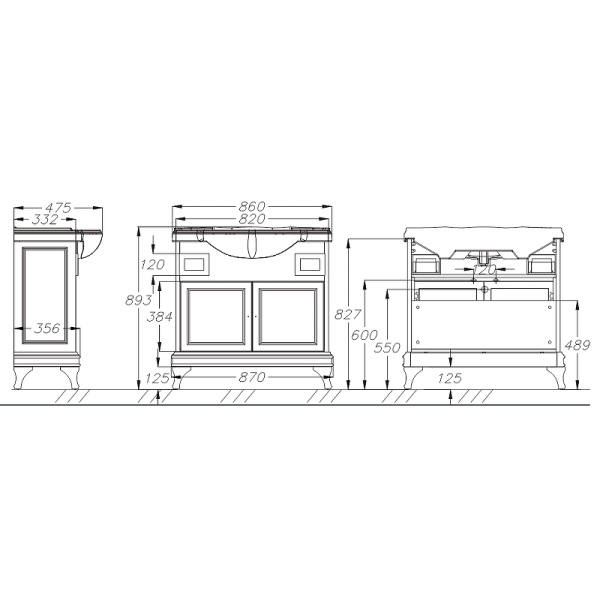 Тумба под раковину Opadiris Борджи 85  00-00006743 светлый орех (без раковины)