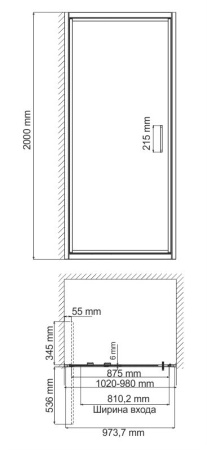 Душевая дверь (100х200) WasserKRAFT Salm 27I12