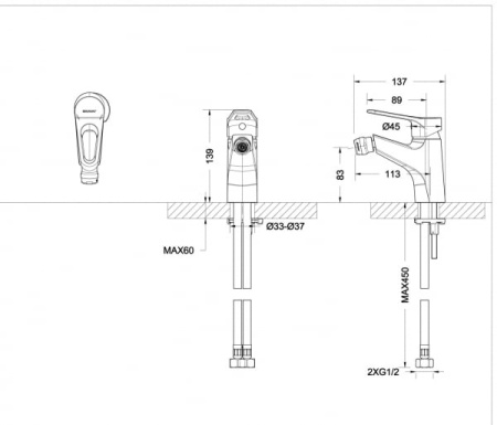 Смеситель для биде Bravat ECO-D EC-D2045 (1845) (F3111158C (F393158C))