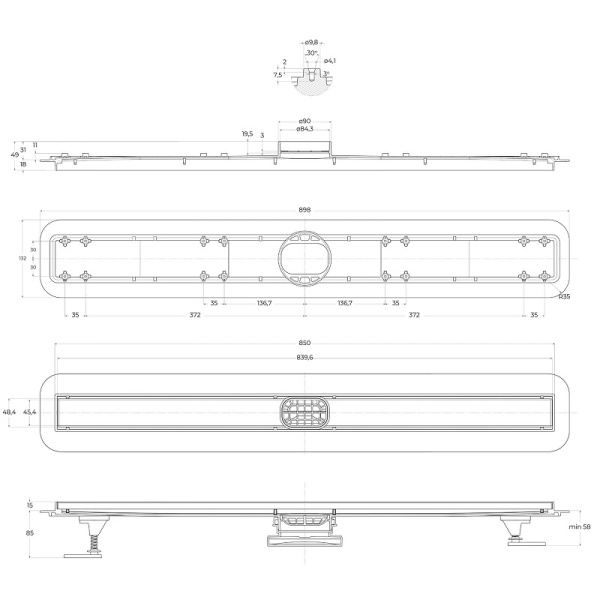 Душевой лоток BelBagno Luce BB-LD-LUCE-90-CR