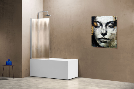 Душевая шторка на ванну VSB-11800CH (80х140) хром, стекло шиншилла