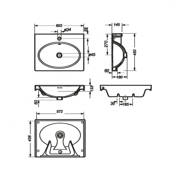 Раковина Sanita Luxe Next 60 NXT60SLWB01