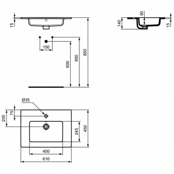 Раковина встраиваемая сверху Ideal Standard Tempo E066801