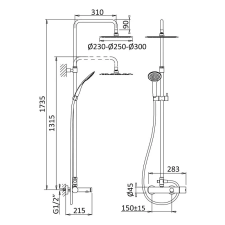 Душевая система Cezares Articoli Vari CZR-B-CVD-NOP