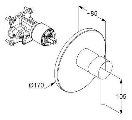 Встраиваемый смеситель для душа Kludi Bozz 386555376