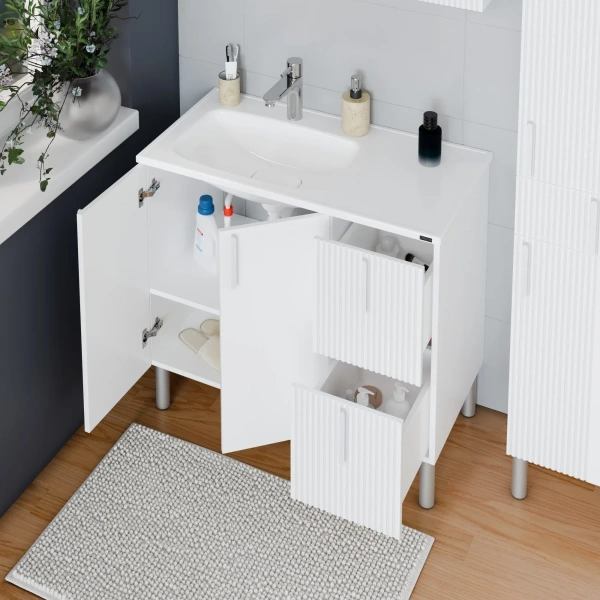 Тумба под раковину Санта Вега 700448 белый глянец