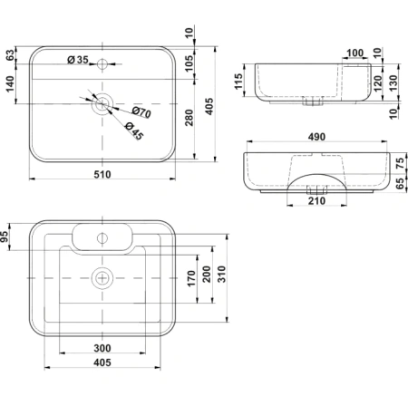 Раковина накладная (50х40) Melana 320355-805
