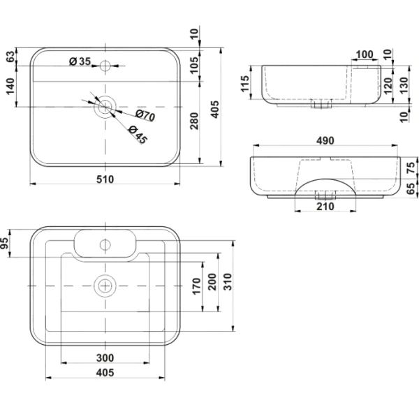 Раковина накладная (50х40) Melana 320355-805