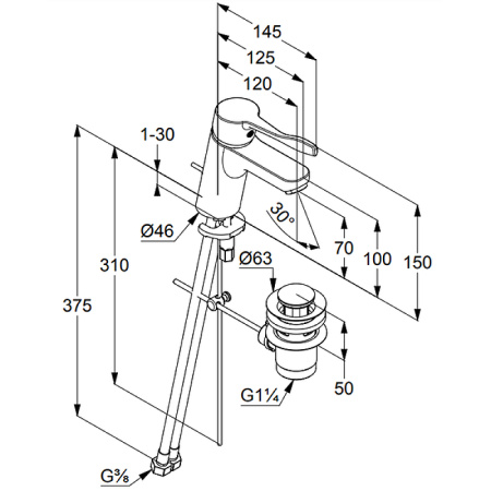 Смеситель для раковины Kludi Pure&Easy 372870565