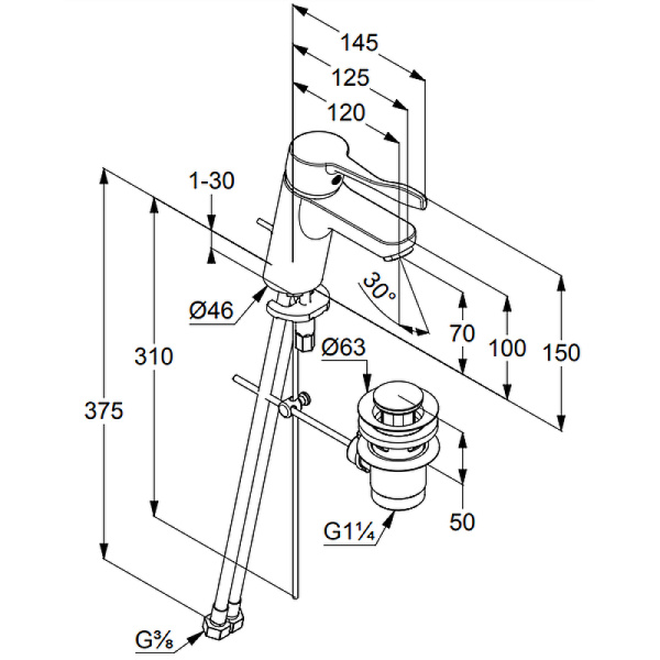 Смеситель для раковины Kludi Pure&Easy 372870565 Смеситель для раковины Kludi Pure&Easy 372870565