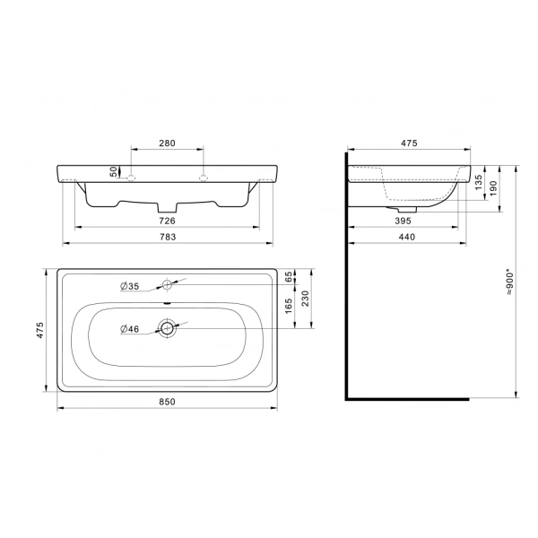 Раковина подвесная (65х47,5) Santek Нео Классик 85 1WH501782