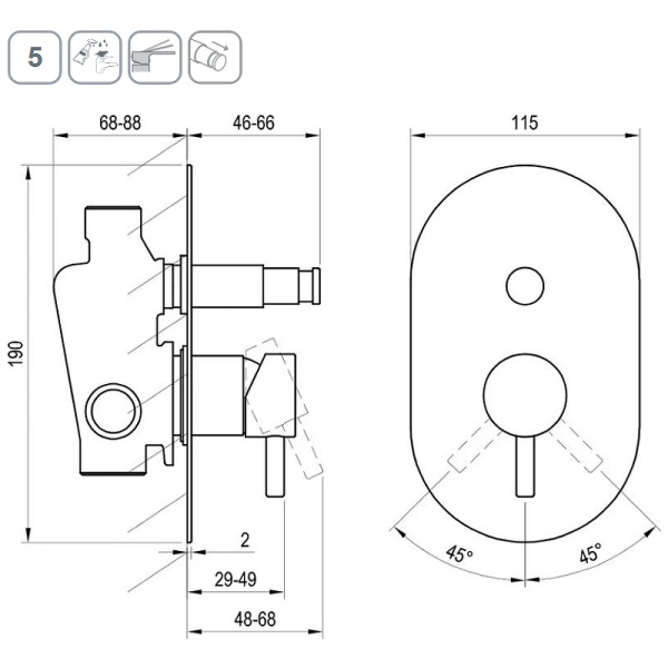 Смеситель для душа Ravak Espirit ES 061.20GB.O2 X070321 графит