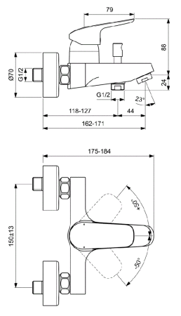 Смеситель для ванны Ideal Standard Ceraflex B1721AA