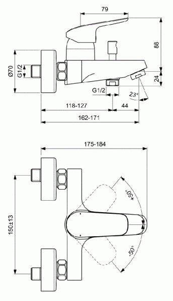 Смеситель для ванны Ideal Standard Ceraflex B1721AA